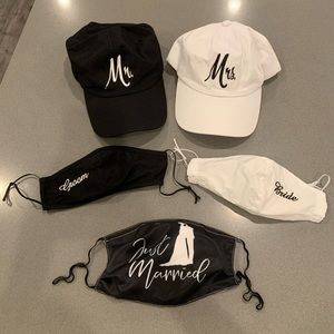 Used Mr & Mrs hats and masks 💖
